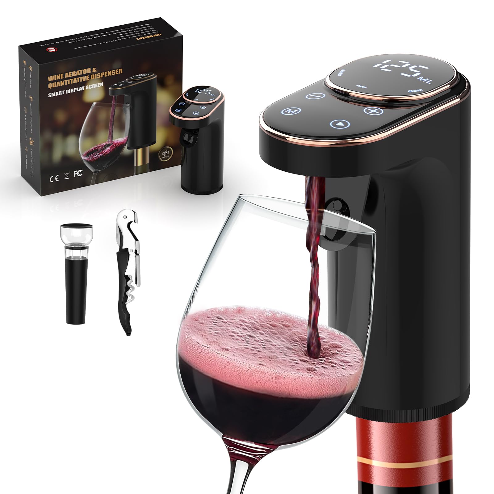 Cuipingoo aireador de vino en acción realza aromas al servir