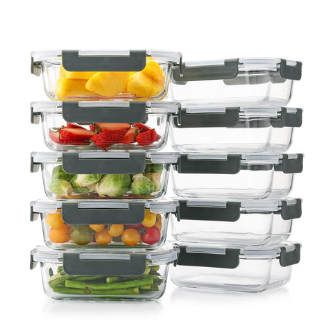 Cuiselect 10-pack envases de vidrio con tapas para comidas, almacenamiento seguro