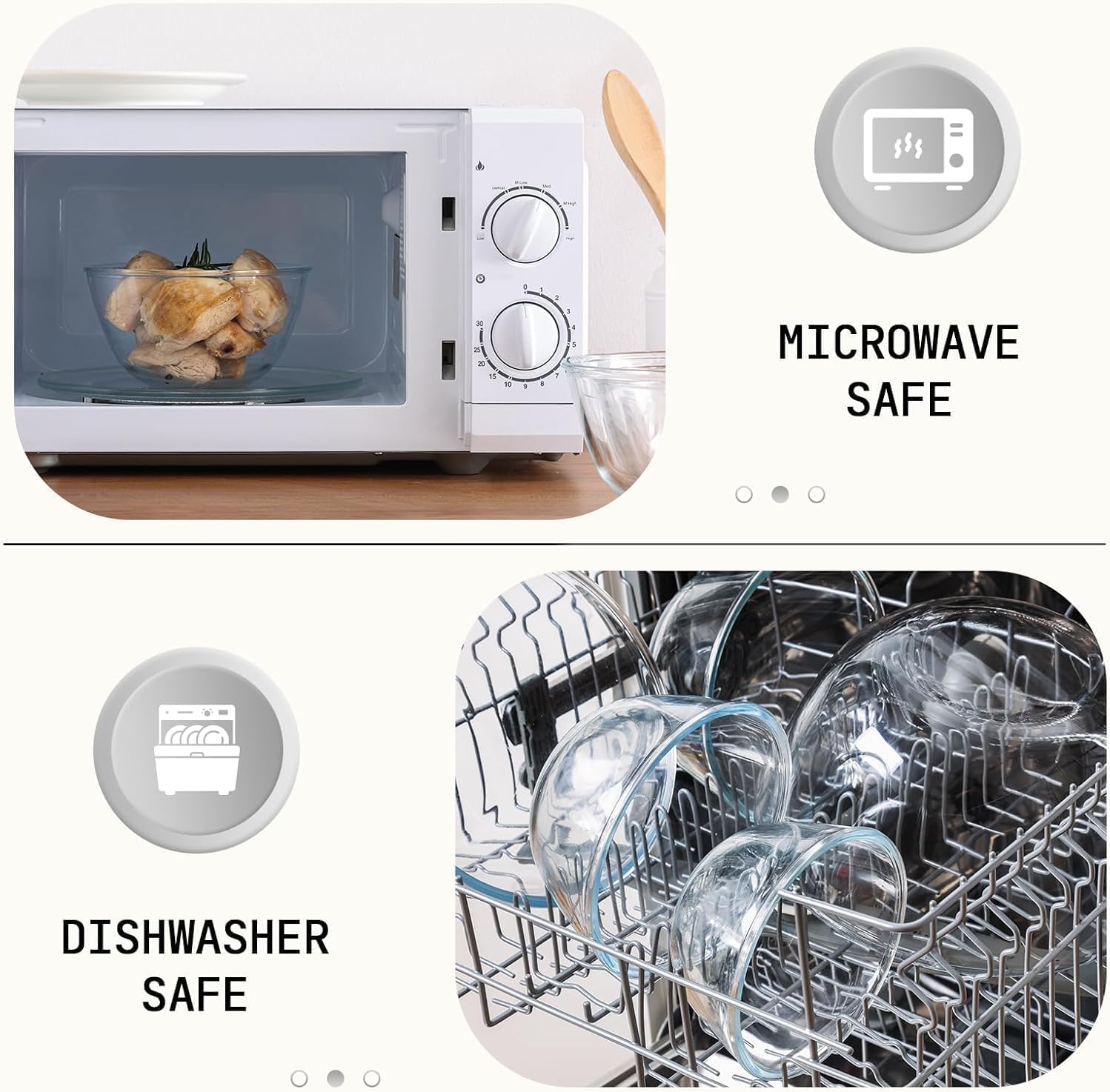 Cuiselect tazones de vidrio boca amplia para monitorizar ingredientes fácilmente