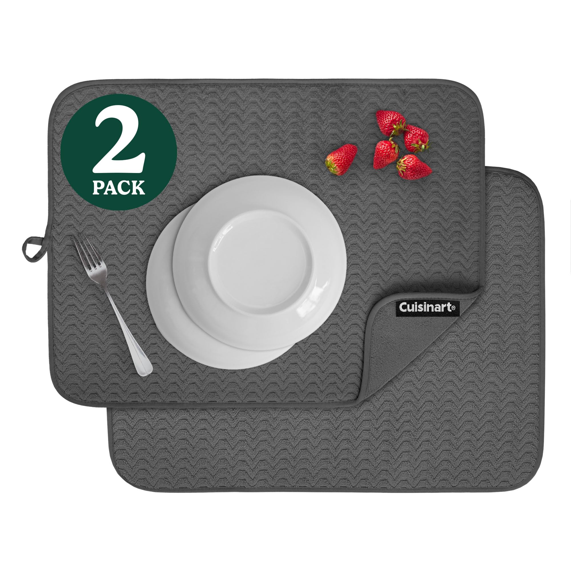 Alfombras de secado Cuisinart, doble paquete, para secar platos y mantener la encimera seca.