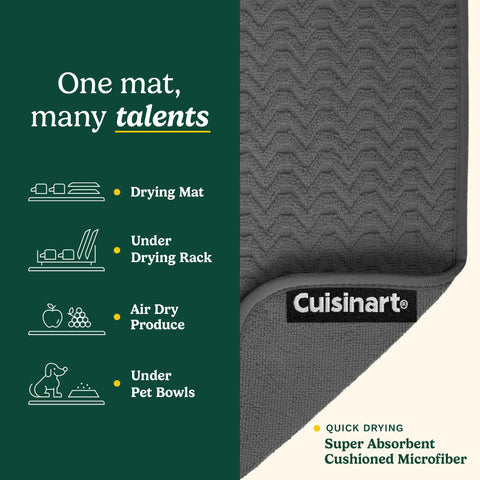 Alfombras Cuisinart, secado rápido, aptas para lavadora y reutilizables.