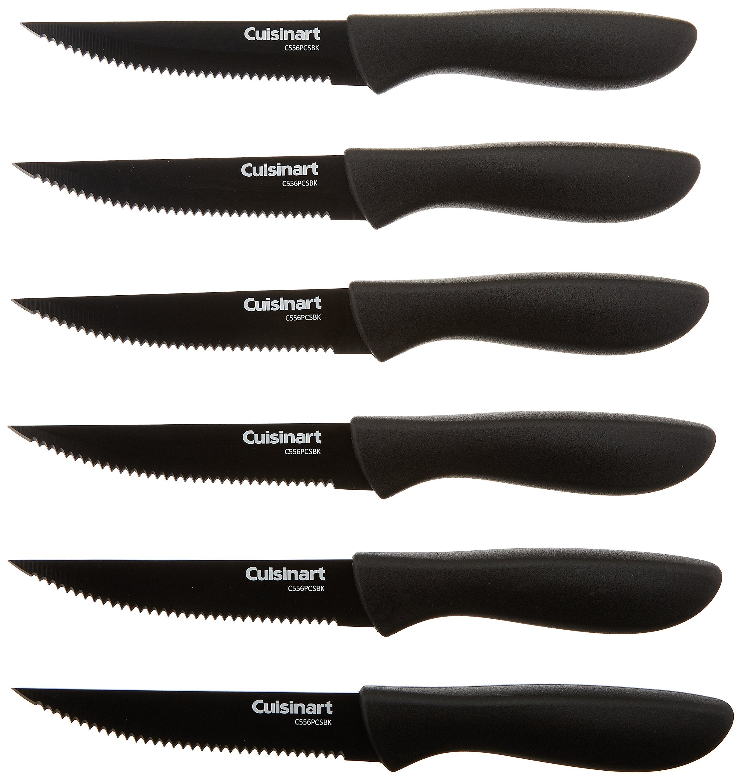 Cuisinart C55-6PCSBK, cuchillos de filete cerámico negro, recubrimiento antiadherente para corte suave.