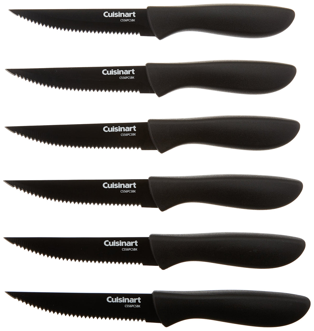 Cuisinart C55-6PCSBK, cuchillos de filete cerámico negro, recubrimiento antiadherente para corte suave.