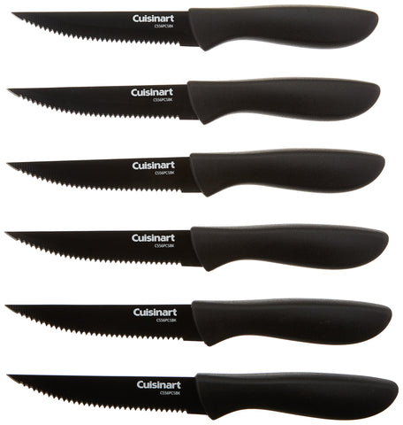 Cuisinart C55-6PCSBK, cuchillos de filete cerámico negro, recubrimiento antiadherente para corte suave.