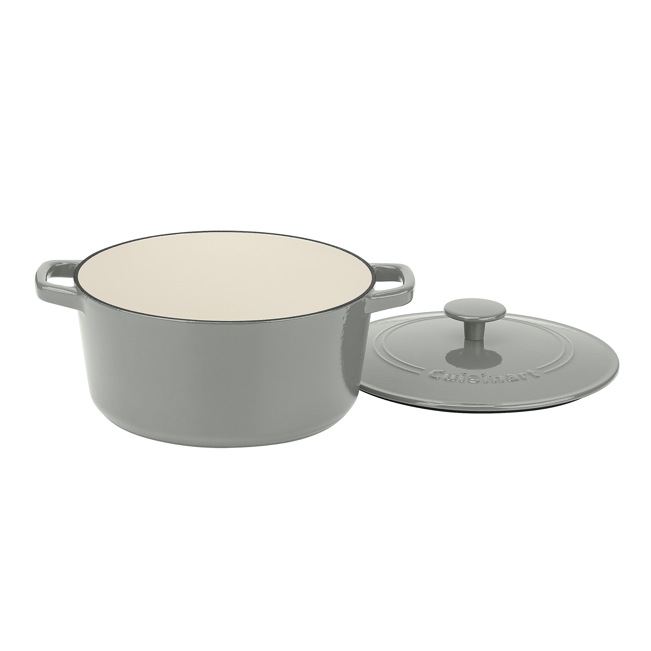 Cuisinart cazuela esmaltada de hierro, color gris Tea, retiene calor para cocción uniforme