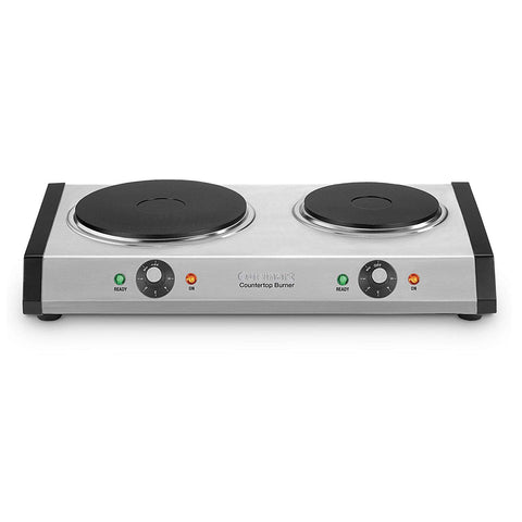 Cuisinart CB-60P1 con dos quemadores de mesa en acero inoxidable, calor rápido para recetas