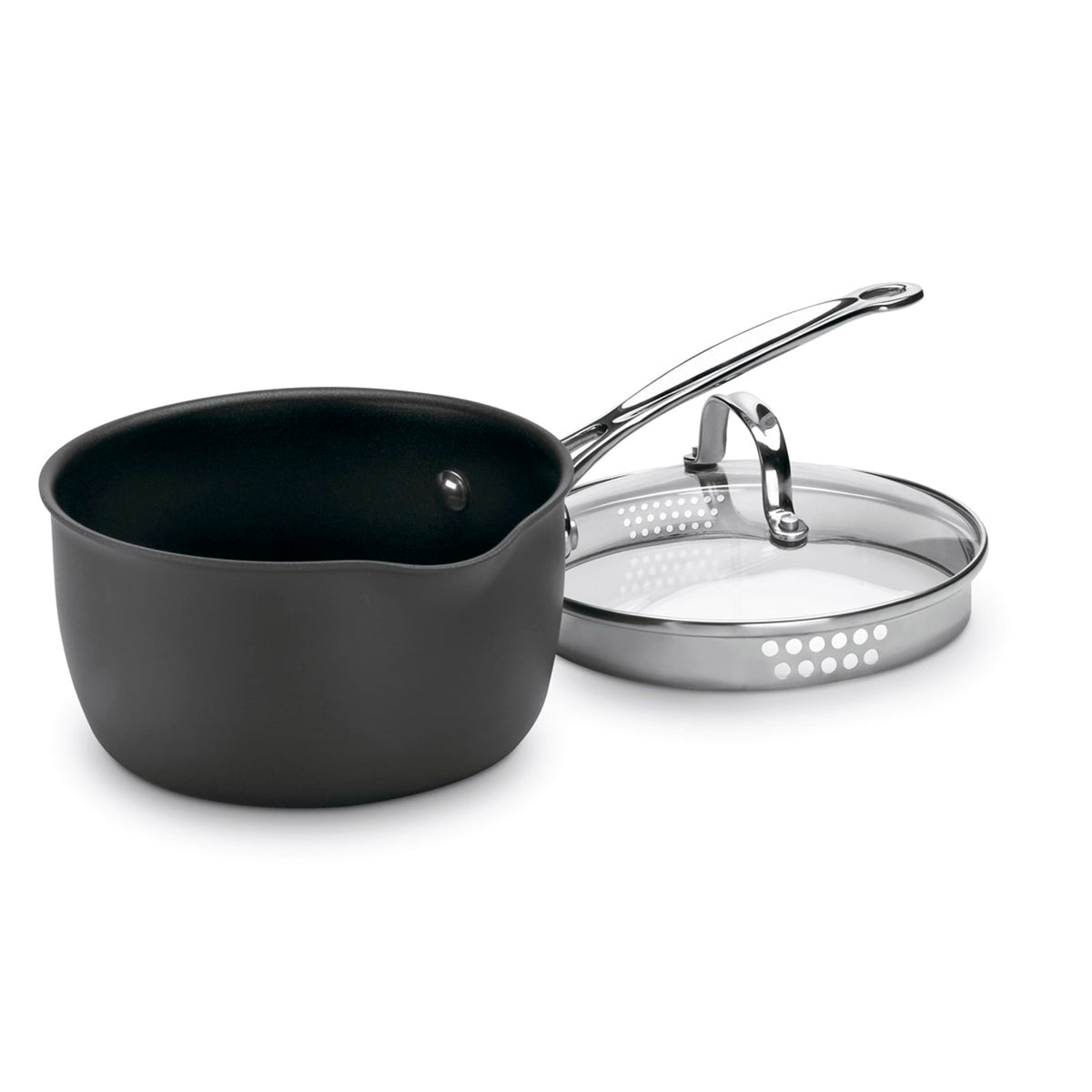Cuisinart cazo de dos cuartos con drenaje, vertido limpio y controlado.