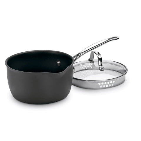 Cuisinart cazo de dos cuartos con drenaje, vertido limpio y controlado.