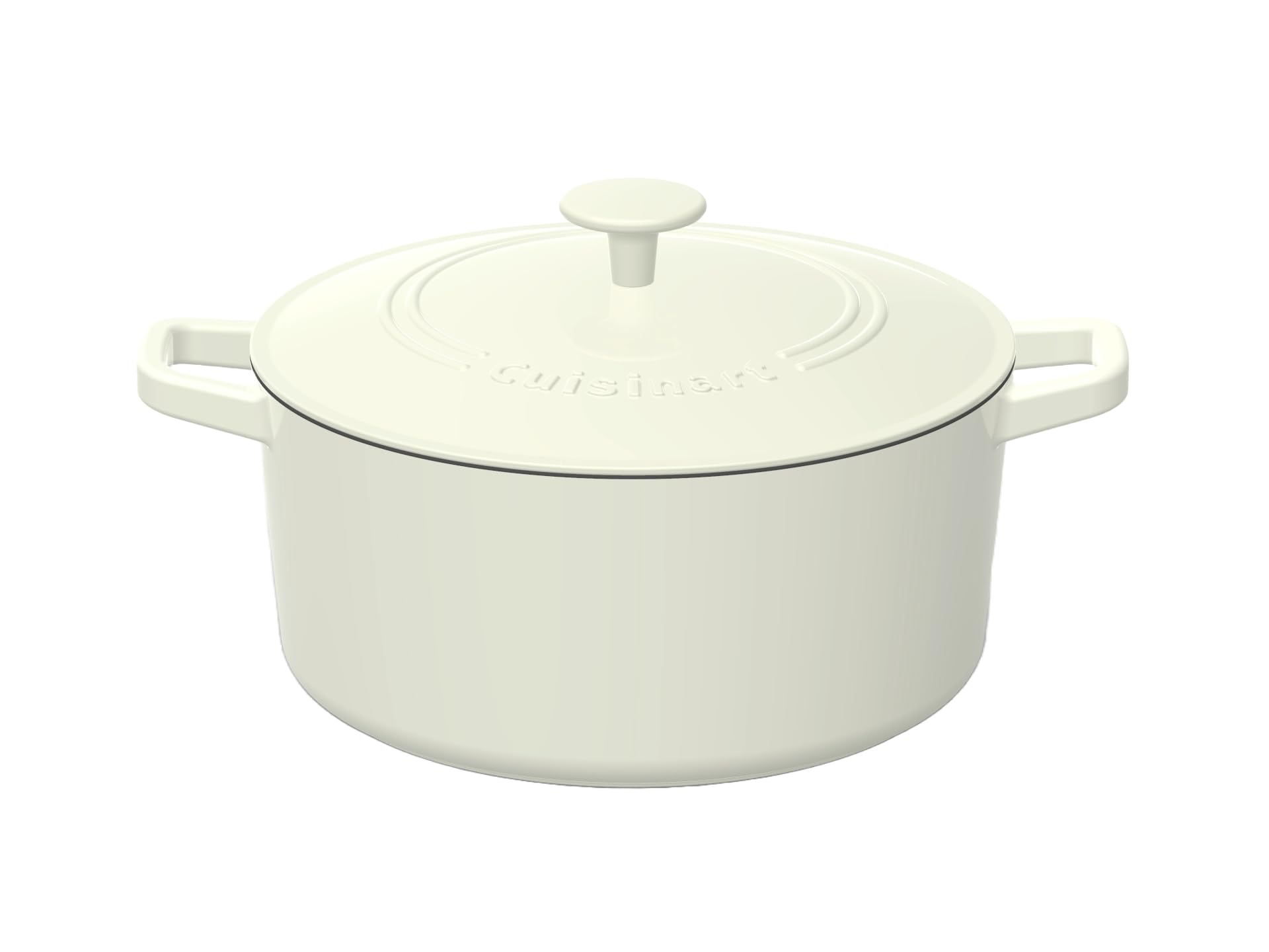 Cuisinart Chef Clásico cazuela redonda esmaltada crema, ideal para cocinar y servir.