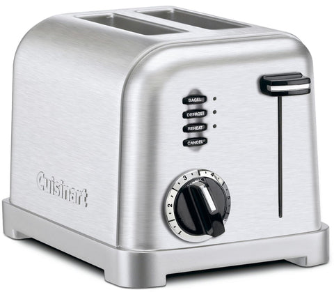 Tostadora Cuisinart CPT-160 con dos ranuras, ideal para desayunos rápidos.