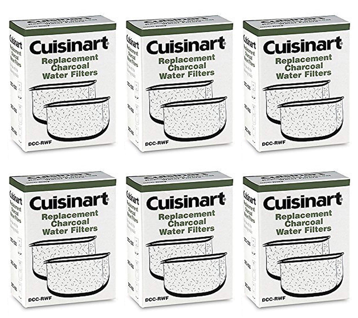Filtros de agua con carbón para Cuisinart DCC-RWF-6PK para sabor más puro.