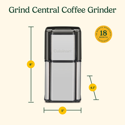 Taza de acero inoxidable extraíble de Grind Central para medir 90 g de granos.