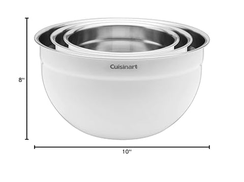 Conjunto apilable de tazones blancos Cuisinart, ahorra espacio en la cocina.