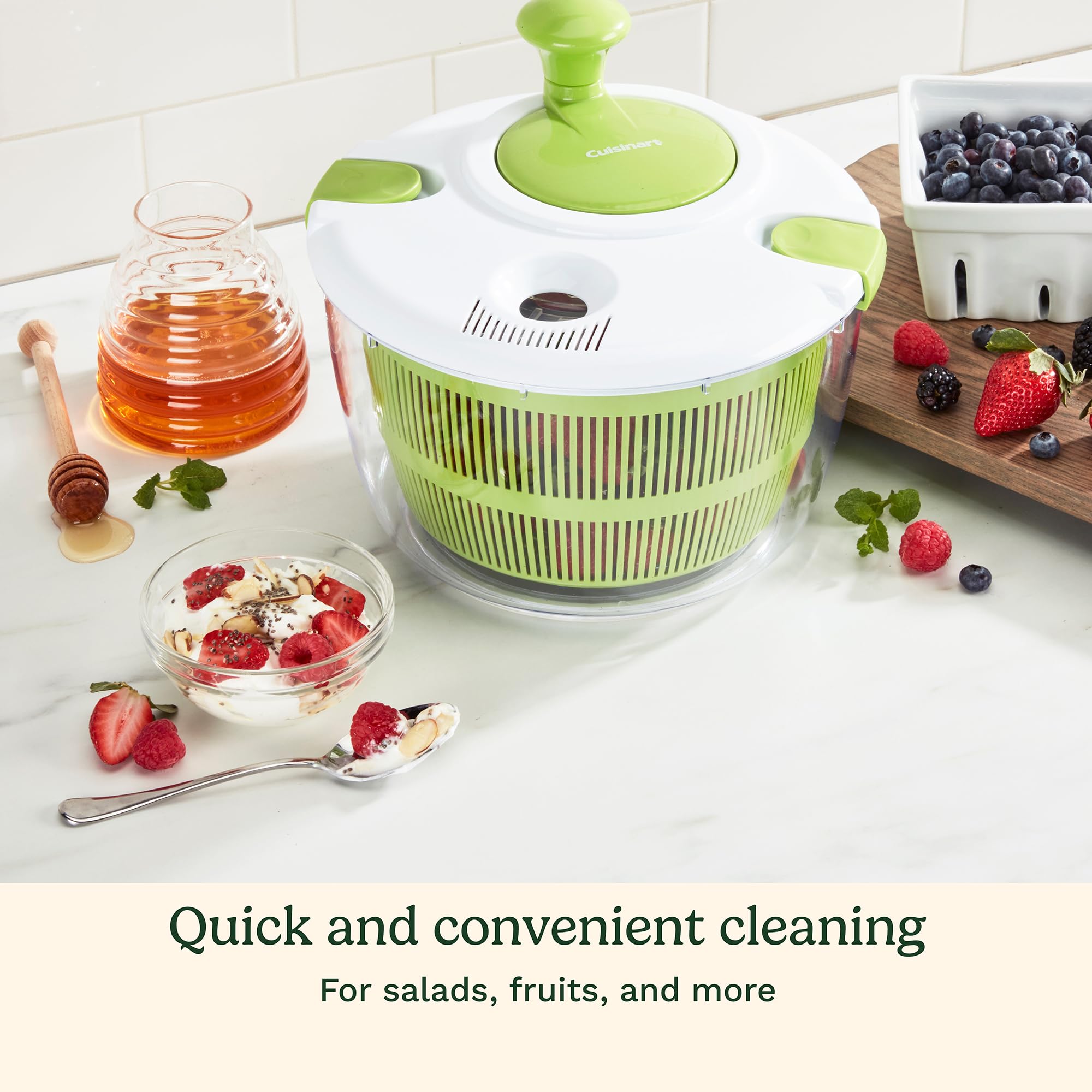 Cuisinart ensaladera giratoria 3cuartos, secado rápido y eficiente