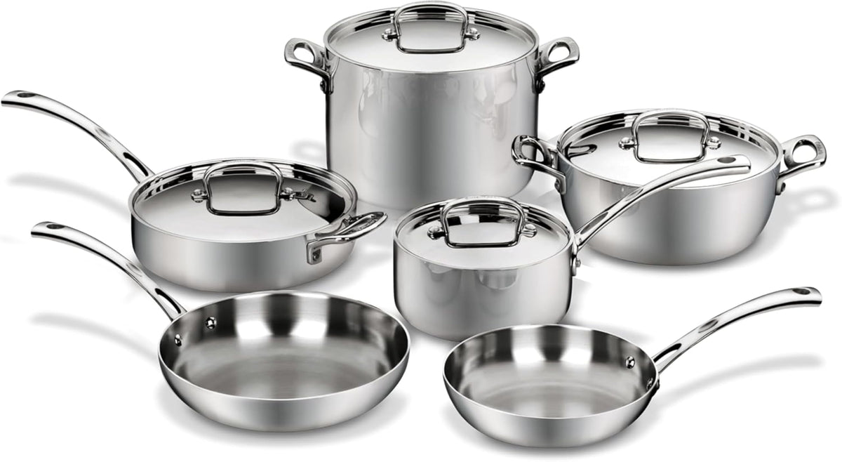 Conjunto Cuisinart Frances Classic 10 piezas para cocción uniforme y duradera.