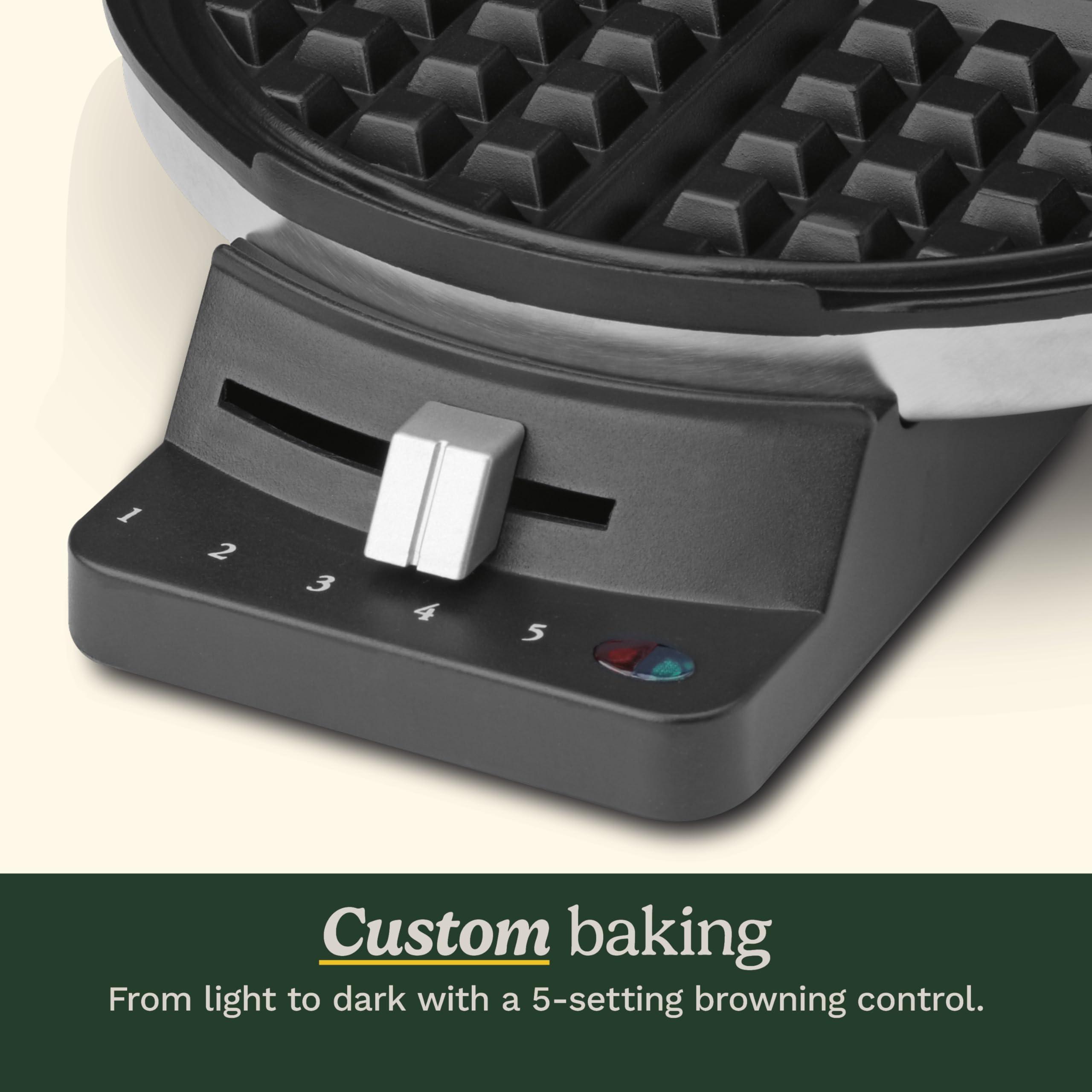 Gofrera Cuisinart WMR-CAP2 almacenamiento vertical para ahorro de espacio.