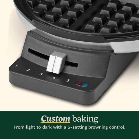 Gofrera Cuisinart WMR-CAP2 almacenamiento vertical para ahorro de espacio.