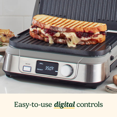Cuisinart Griddler 5-en-1 panel de control digital para manejo sencillo.