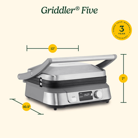 Cuisinart Griddler 5-en-1 placas desmontables aptas para lavavajillas.