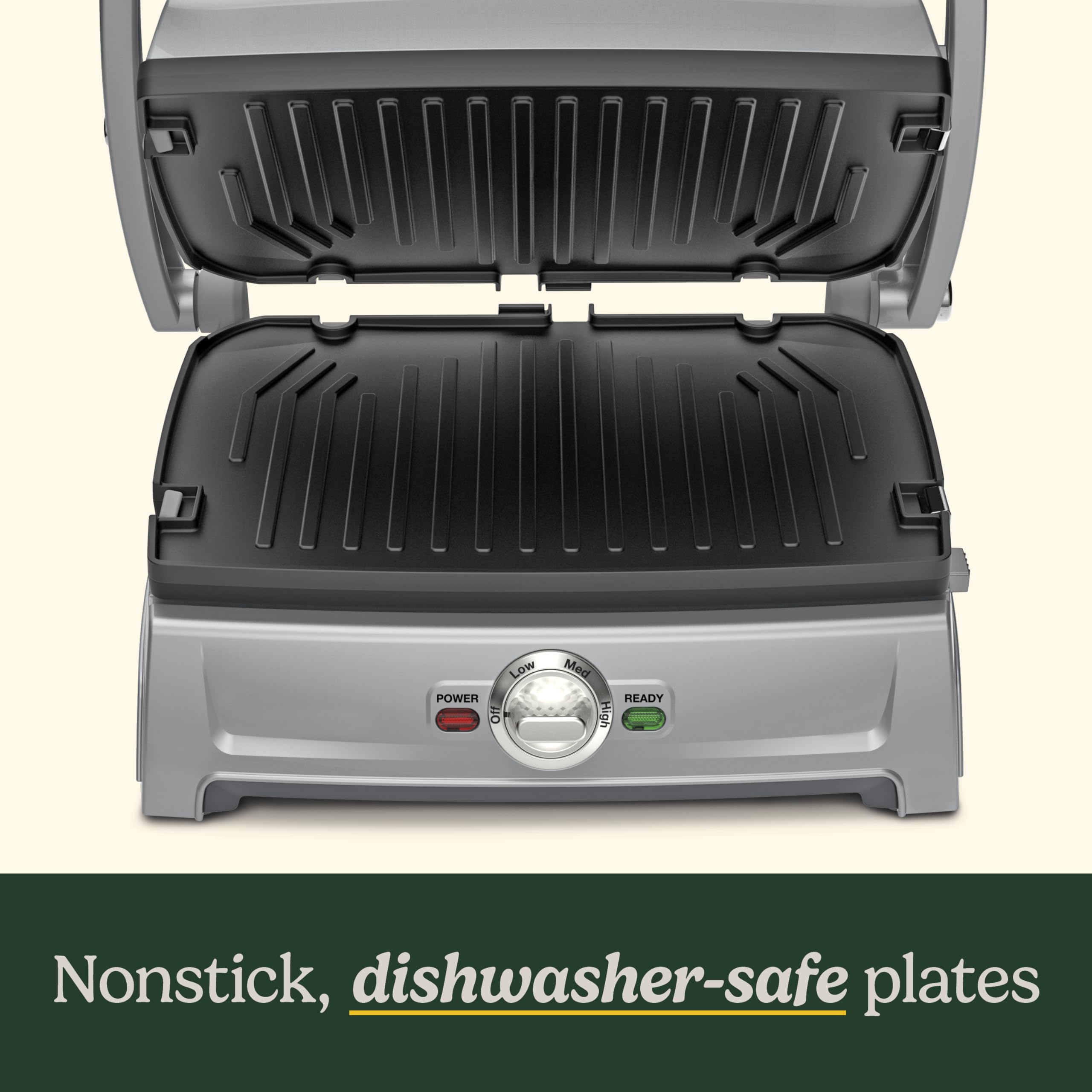 Cuisinart Griddler Compact – piezas desmontables aptas para lavavajillas.