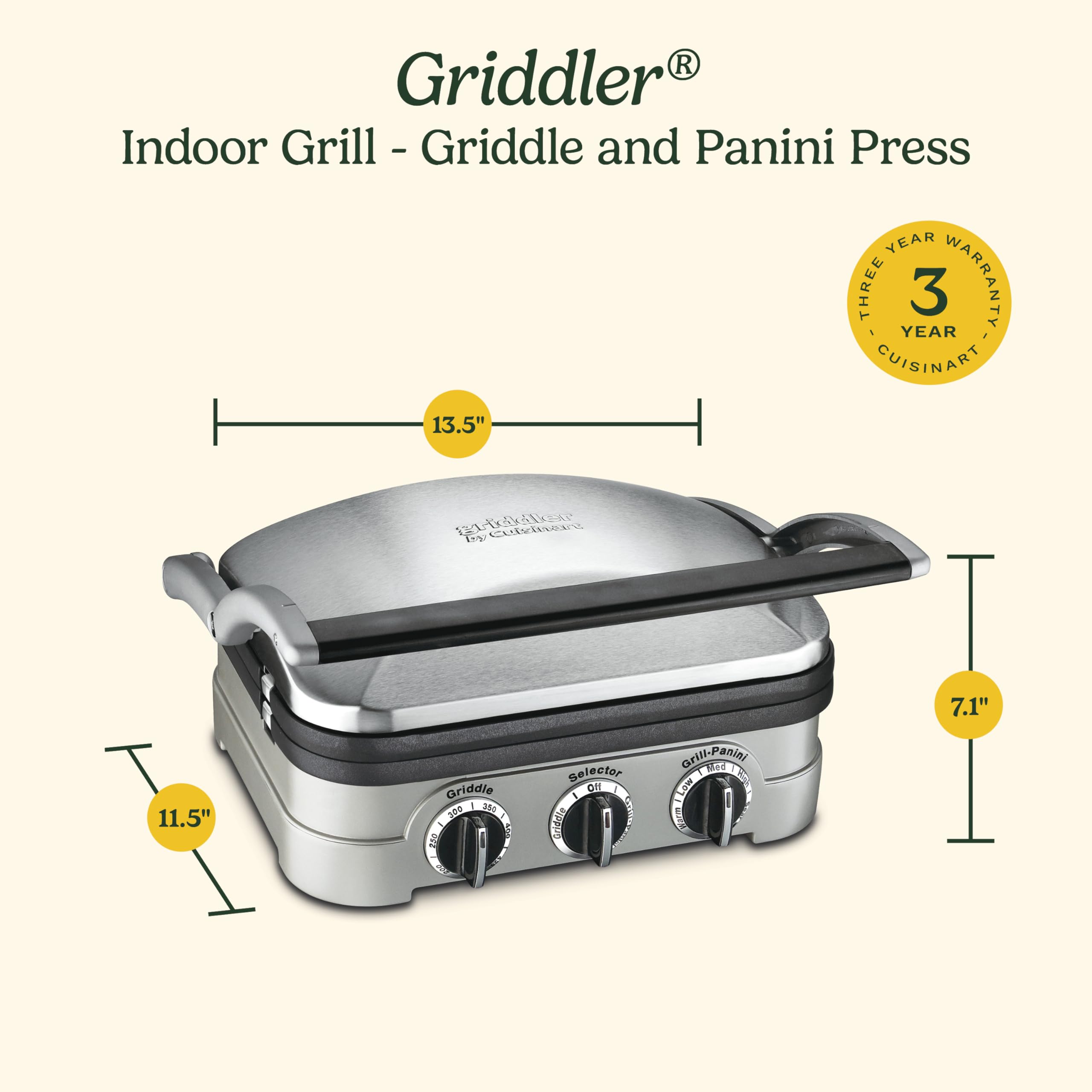 Cuisinart Griddler con garantía de 3 años para tranquilidad