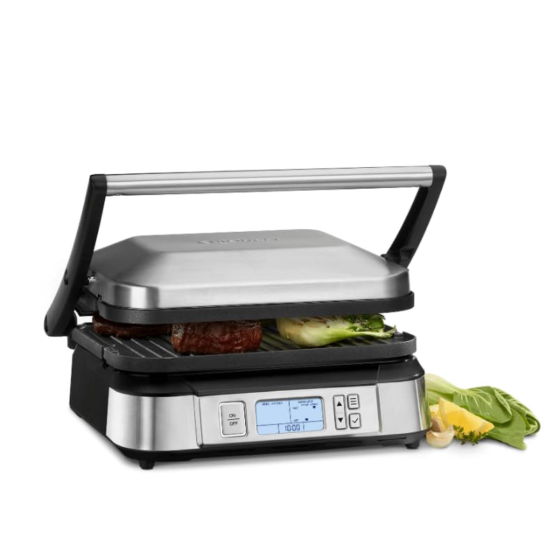 Cuisinart Griddler con modo sin humo y placas reversibles para varios estilos de cocción.