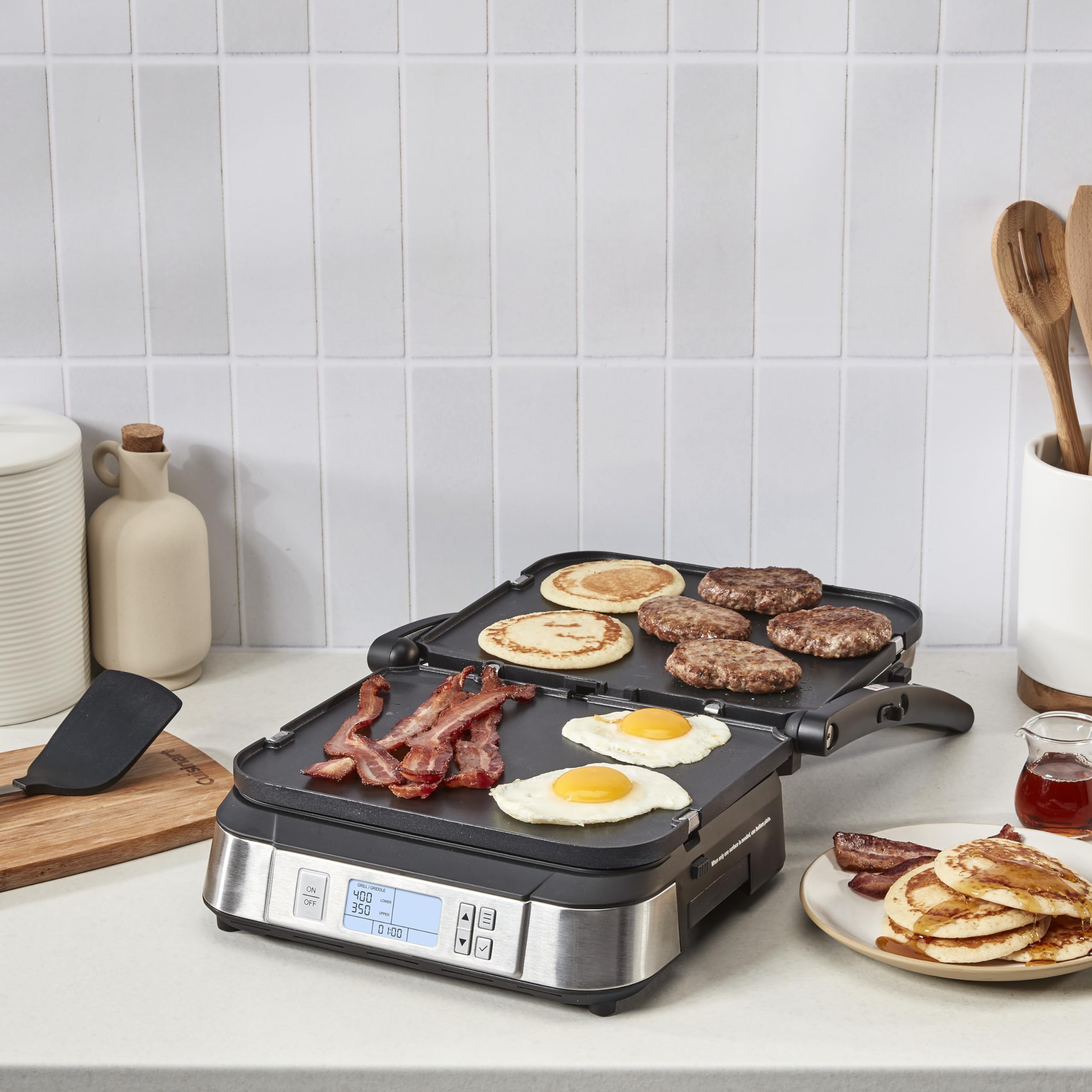 Cuisinart Griddler placas antiadherentes y lavables para limpieza sencilla.