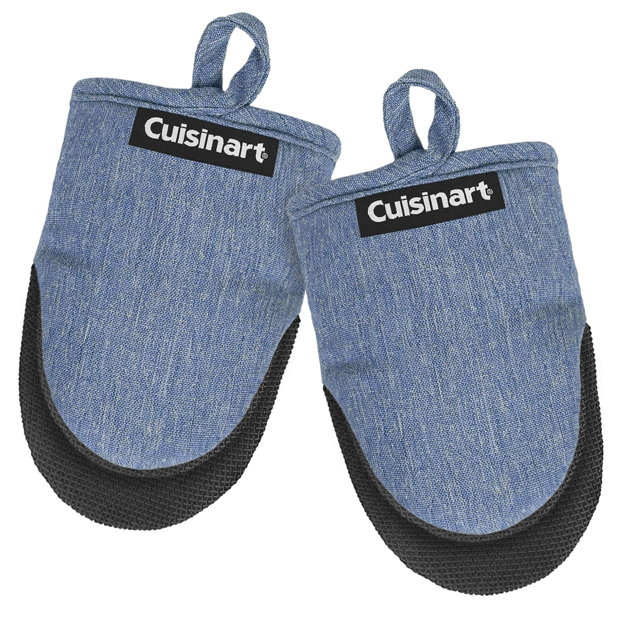 Guantes mini de horno Cuisinart con palma de neopreno antideslizante para un agarre seguro.