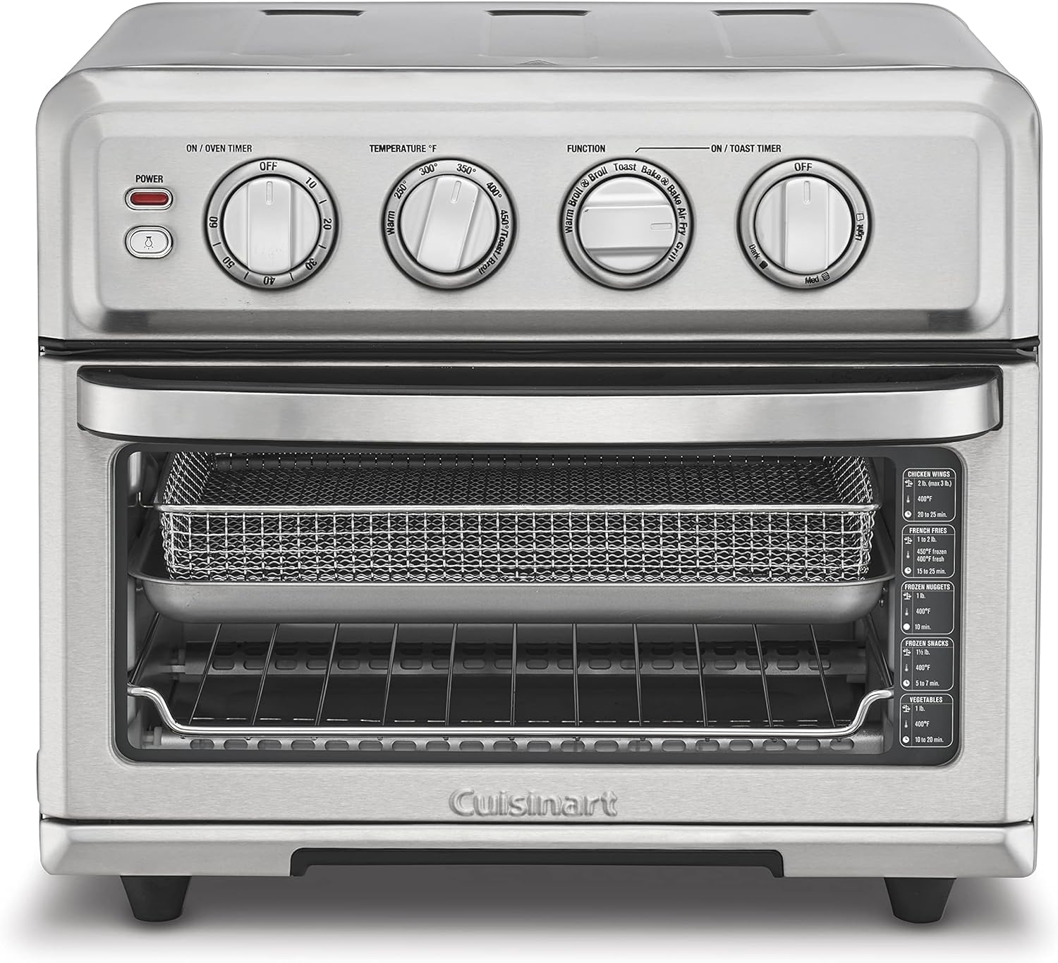 Horno tostador Cuisinart con freidora de aire y parrilla, exterior en acero inoxidable, duradero