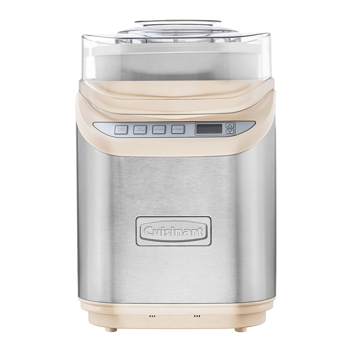Cuisinart ICE-70CRM con pala de mezcla interior para helados cremosos.