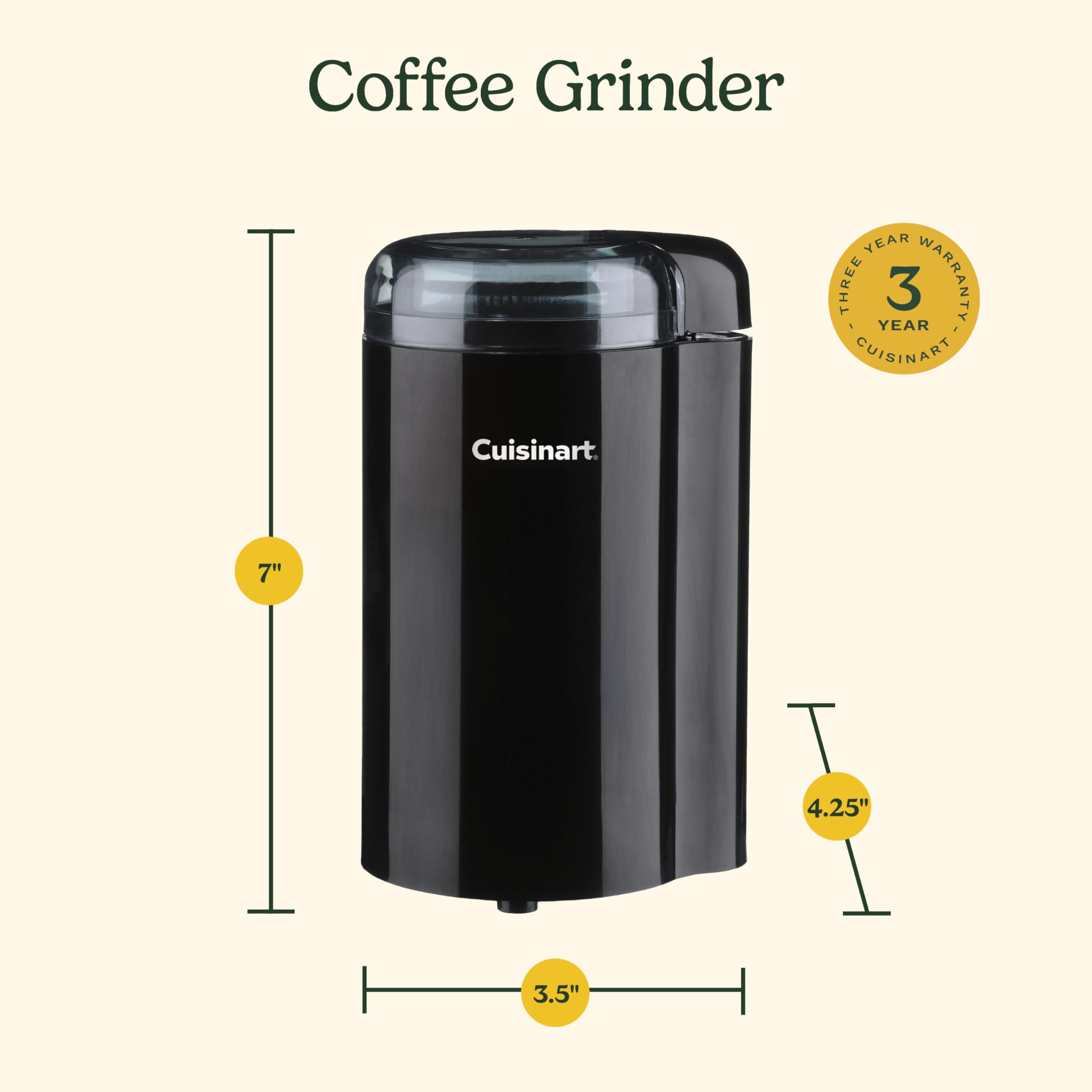 Cuisinart molino cafe diseñado para guardar el cable en la base