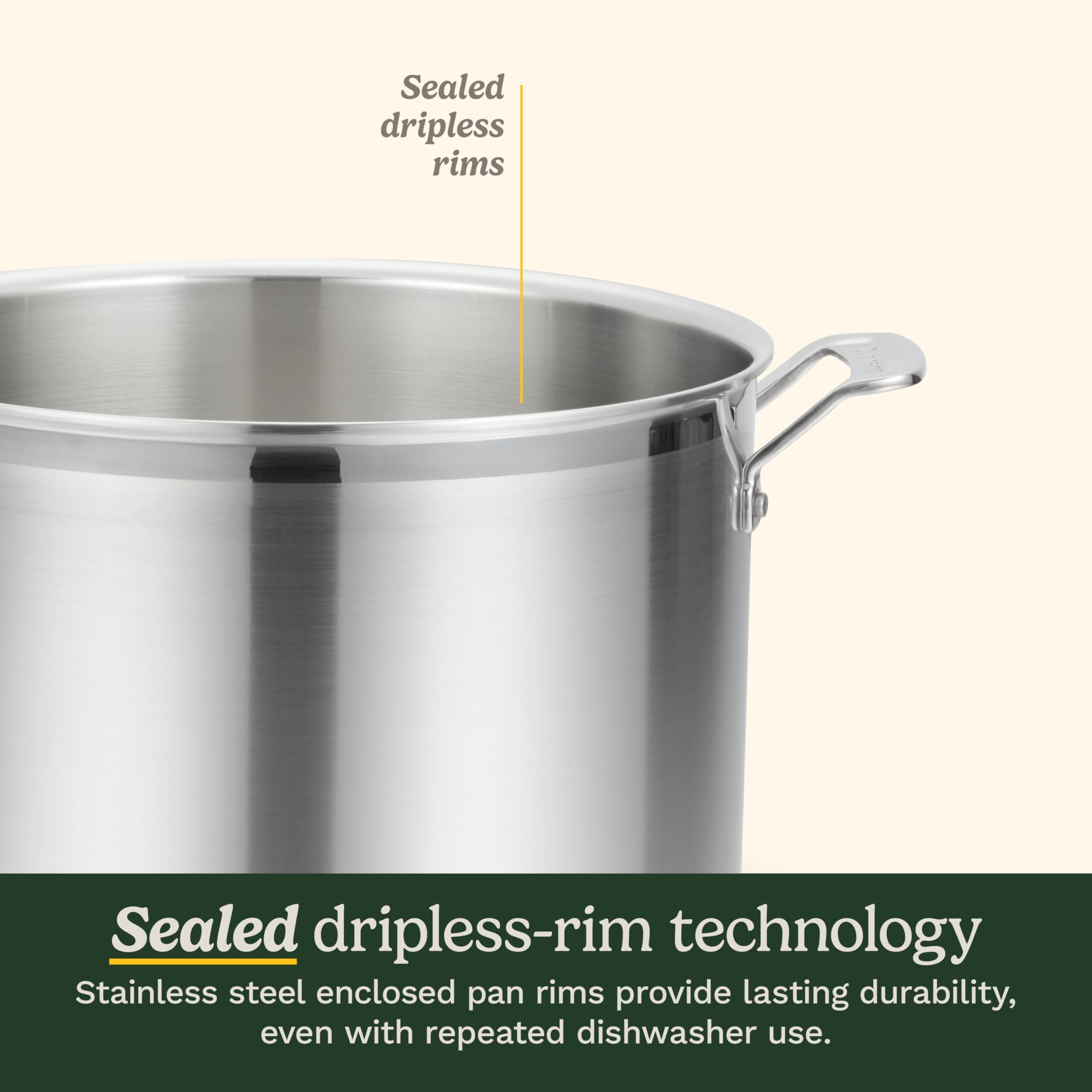 Cacerola de 4 cuartos con tapa, Cuisinart Multiclad Pro, distribución de calor eficiente.