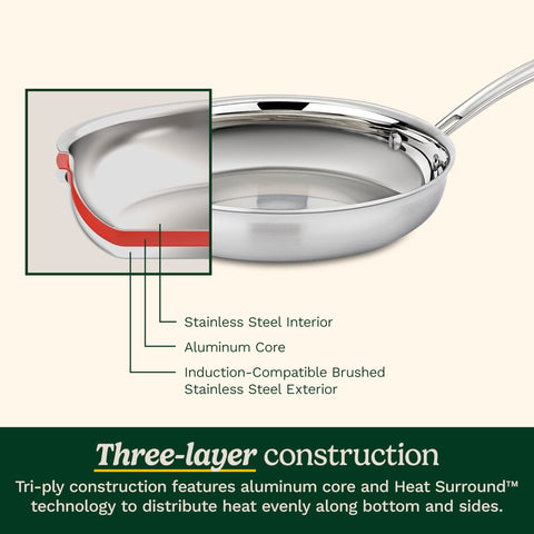Sartén de 10 pulgadas Cuisinart Multiclad Pro, interior pulido para sabores fieles.