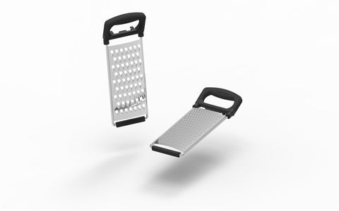Rallador 2 en 1 de Cuisinart plegable para almacenamiento compacto en la cocina.