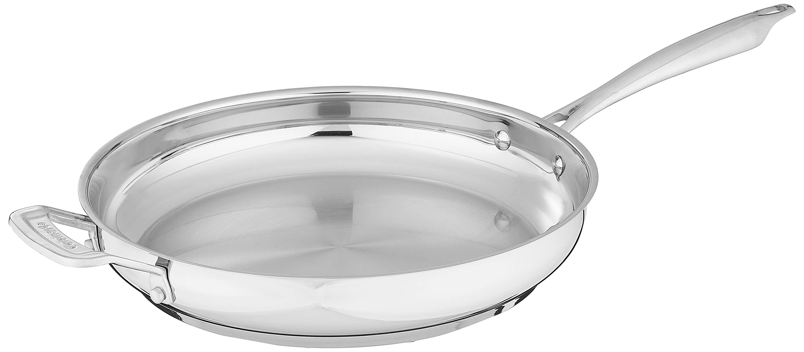 Sartén profesional Cuisinart de acero inoxidable 12 pulgadas, para saltear con calor uniforme.
