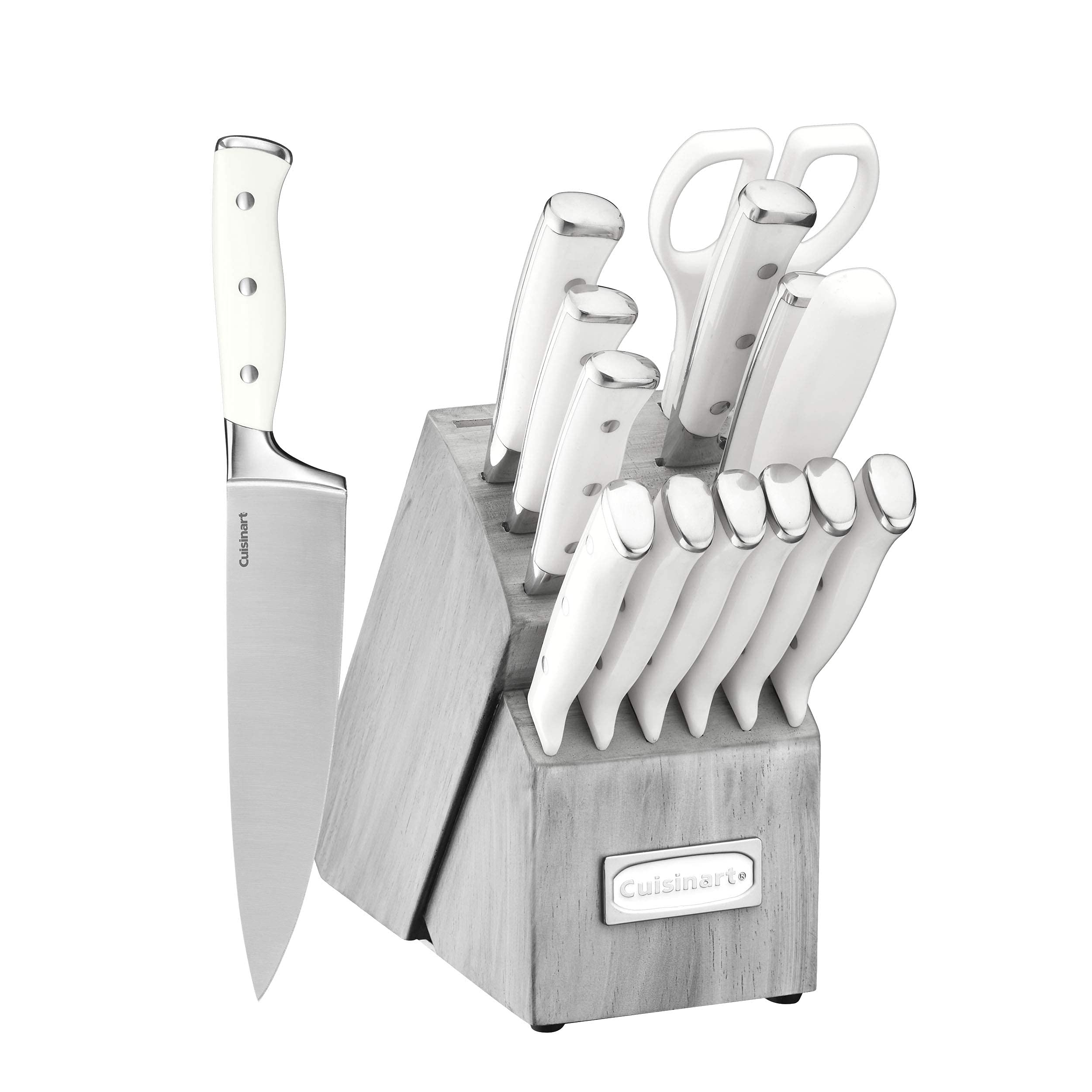 Juego de cuchillos Cuisinart de 15 piezas en bloque de madera para cocina segura.