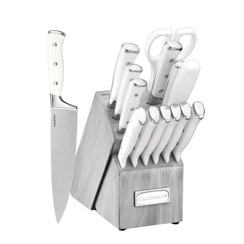 Juego de cuchillos Cuisinart de 15 piezas en bloque de madera para cocina segura.