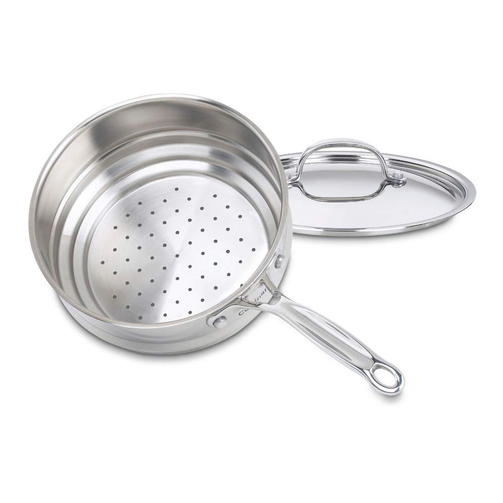 Vaporera universal Cuisinart 7116-20 con cubierta, ideal para cocinar al vapor verduras preservando nutrientes.