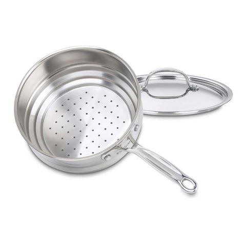 Vaporera universal Cuisinart 7116-20 con cubierta, ideal para cocinar al vapor verduras preservando nutrientes.