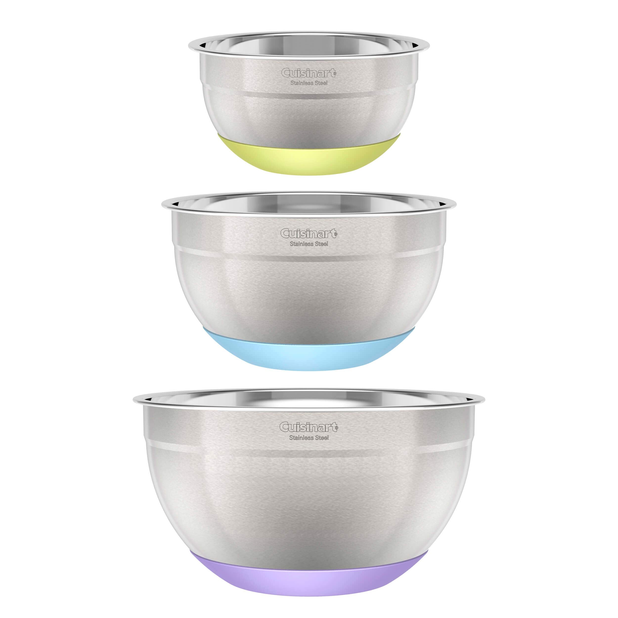 Cuisinart tazones de acero inoxidable con base antideslizante para batir estable