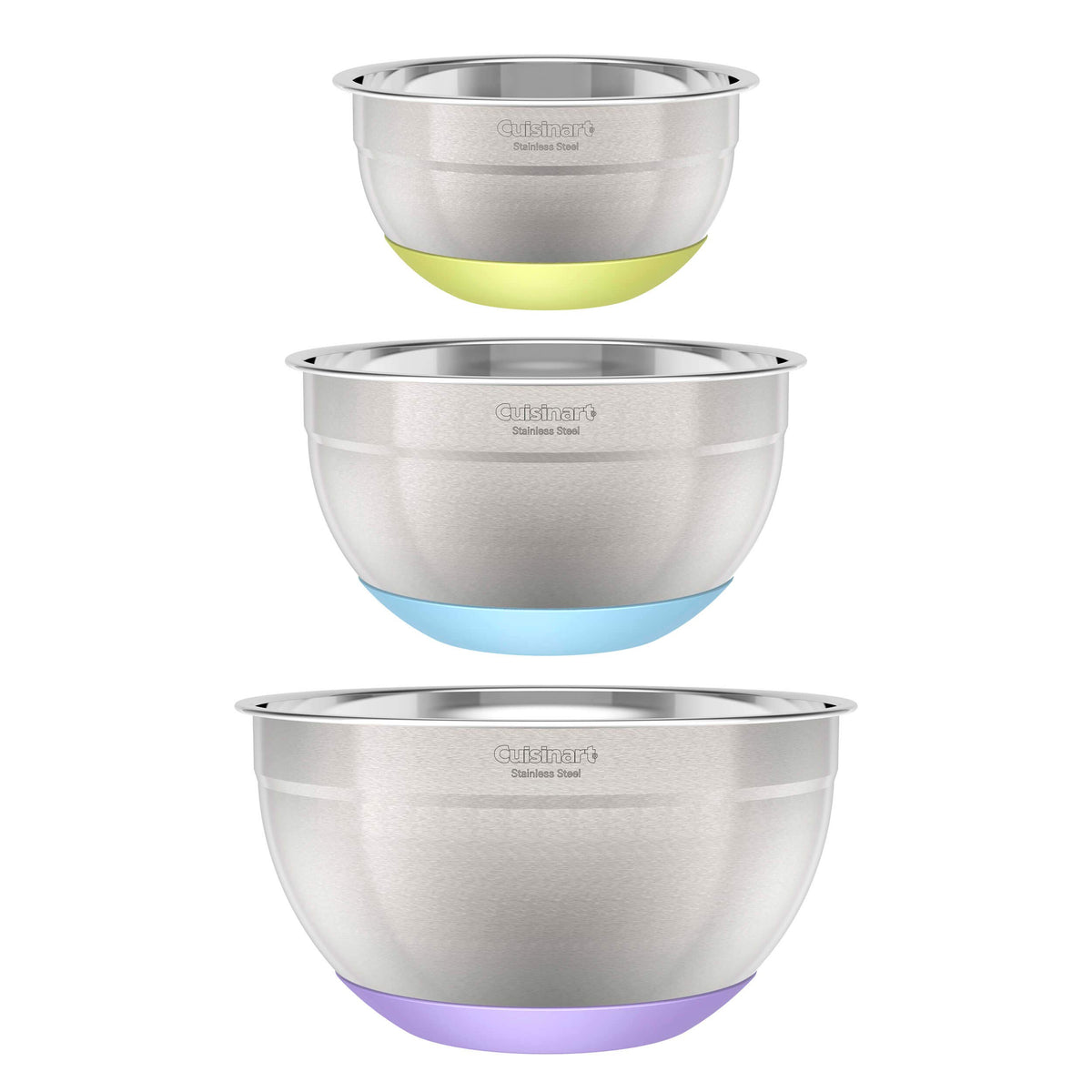 Cuisinart tazones de acero inoxidable con base antideslizante para batir estable