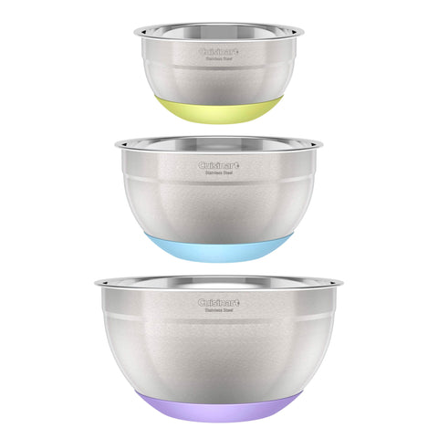 Cuisinart tazones de acero inoxidable con base antideslizante para batir estable