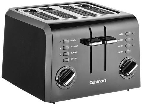 Tostadora Cuisinart con ranuras de 4 rebanadas en negro para desayunos rápidos