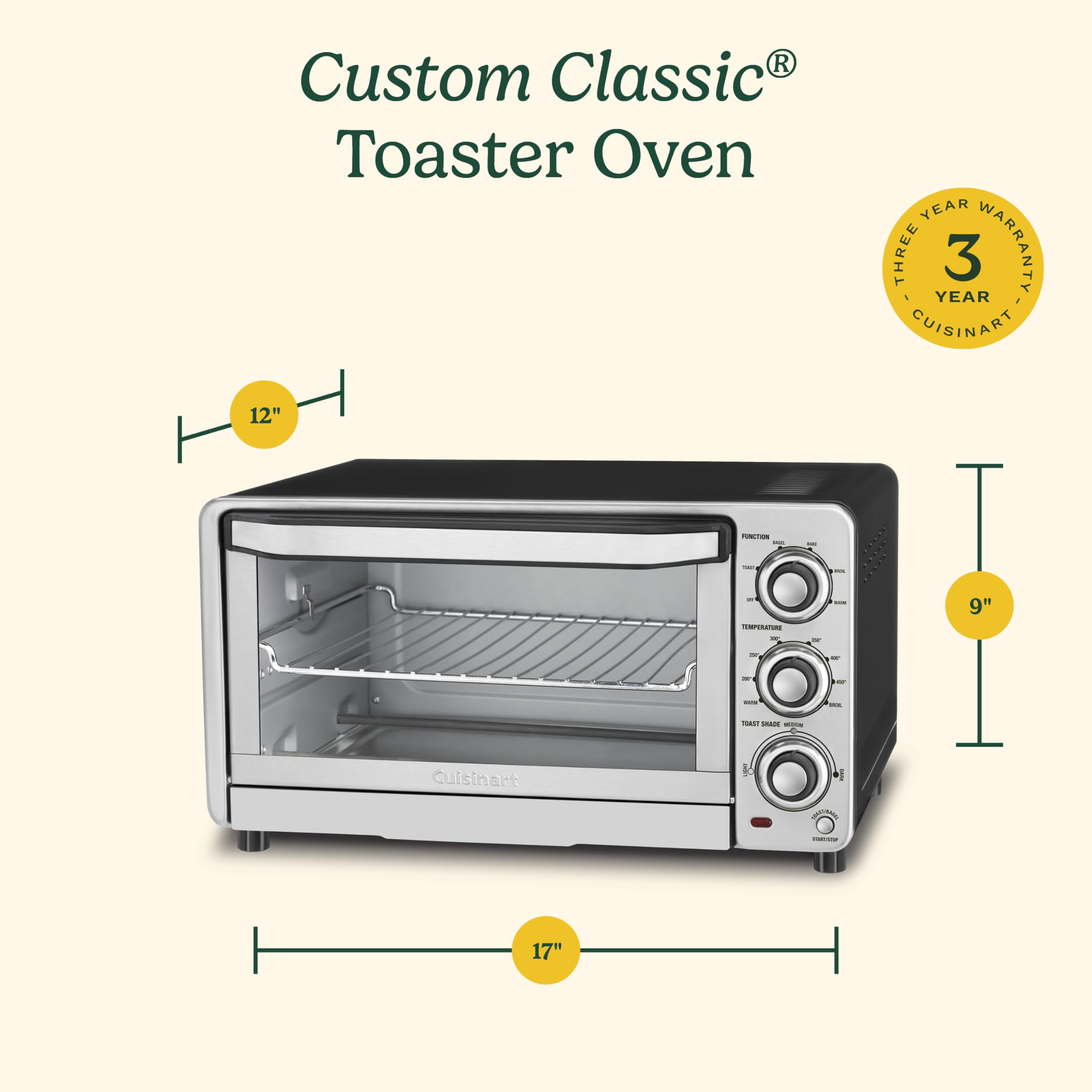 Cuisinart Horno tostador con broiler, accesorios incluidos para empezar a cocinar.