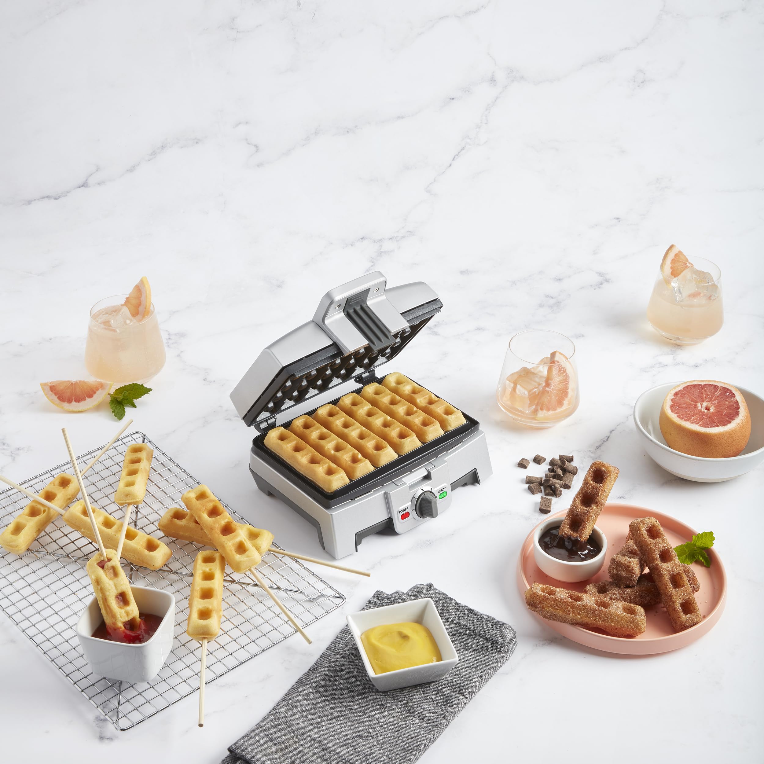 Cuerpo de acero inoxidable del Waffle Stick Maker, duradero y fácil de limpiar