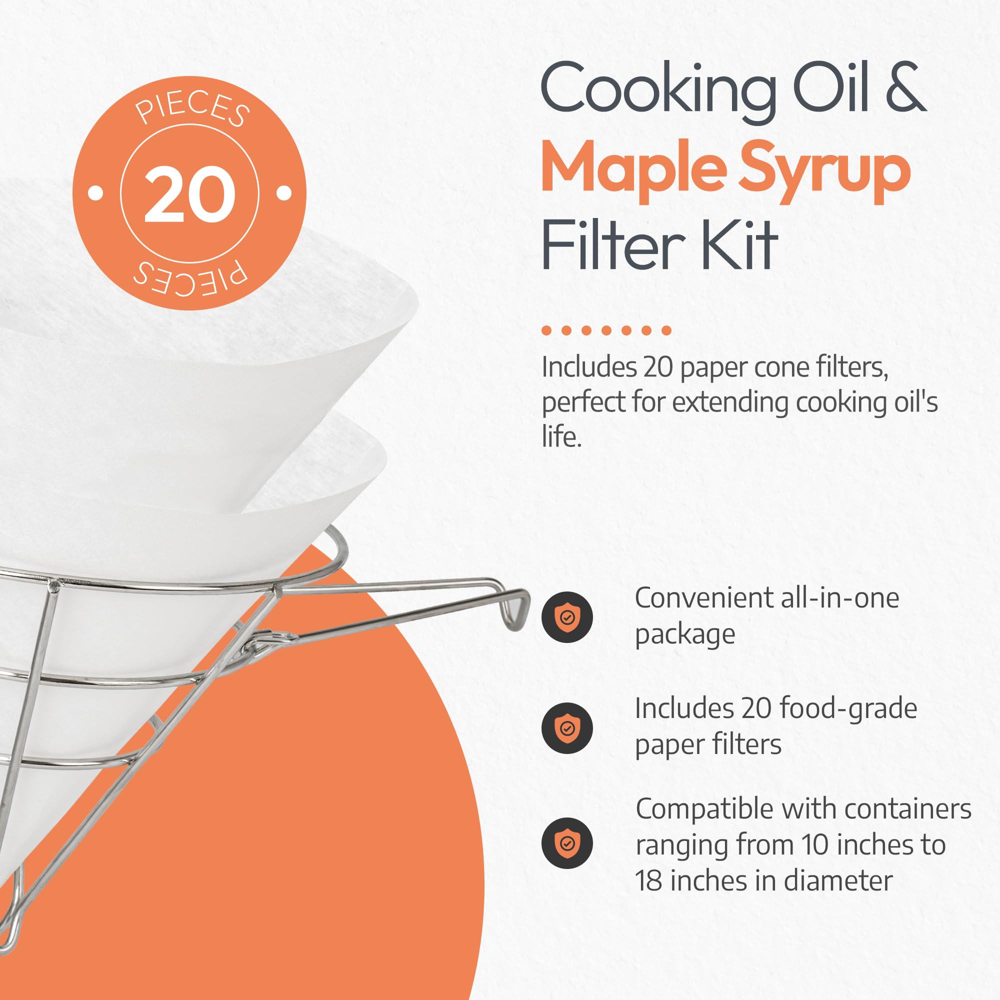 Cuisine Ready: 20 filtros de papel para filtrar aceite y jarabe de arce con facilidad