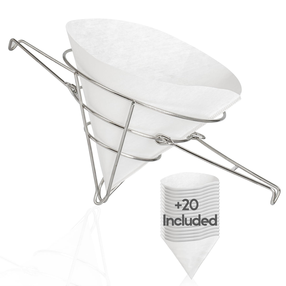Cuisine Ready: soporte filtro cónico en acero inoxidable para aceite de freidora limpio