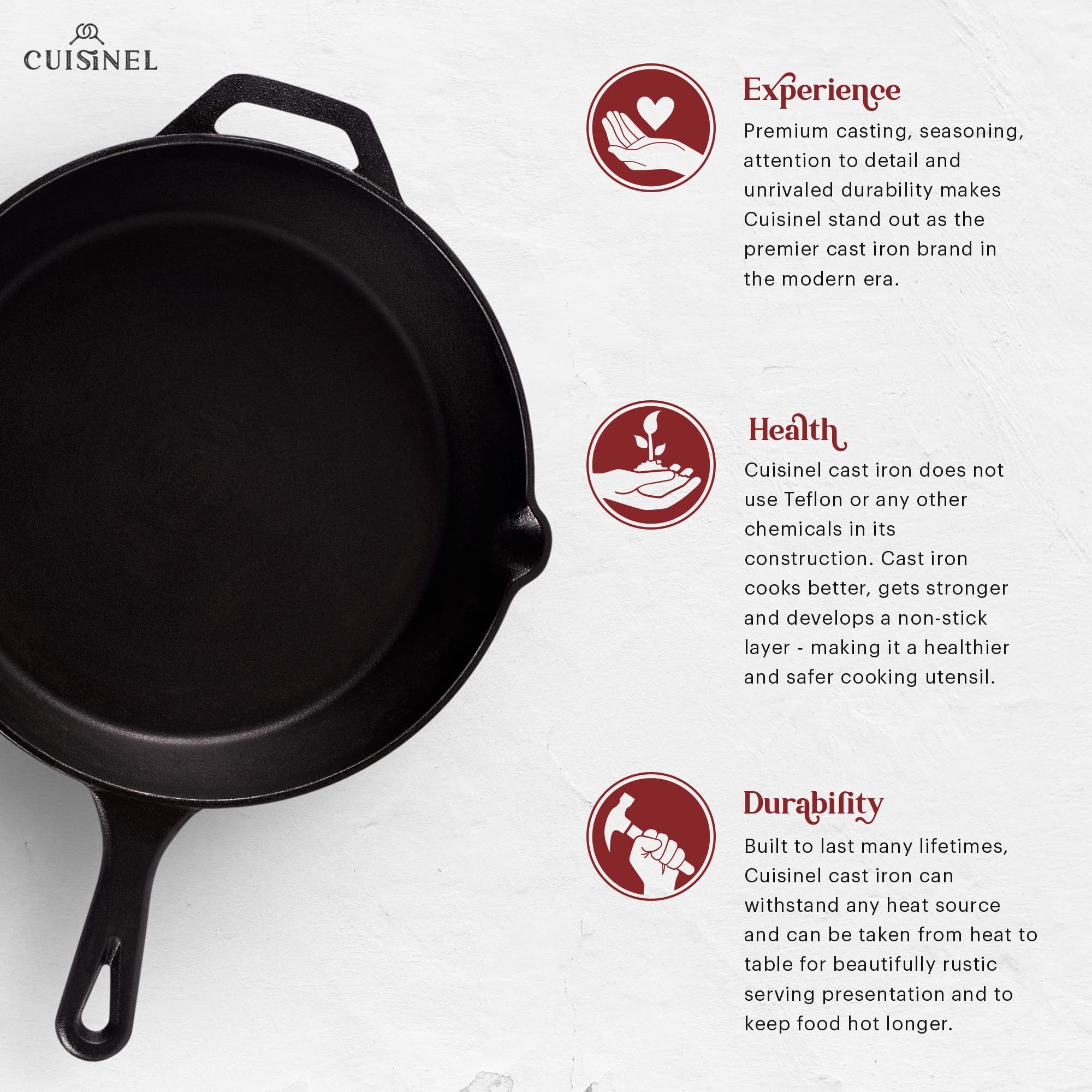 Mango ergonómico de la Sartén Cuisinel para agarre cómodo durante la cocción.