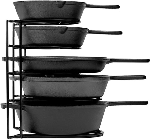 Organizador de ollas y sartenes Cuisinel, 5 niveles, ideal para ordenar ollas pesadas.