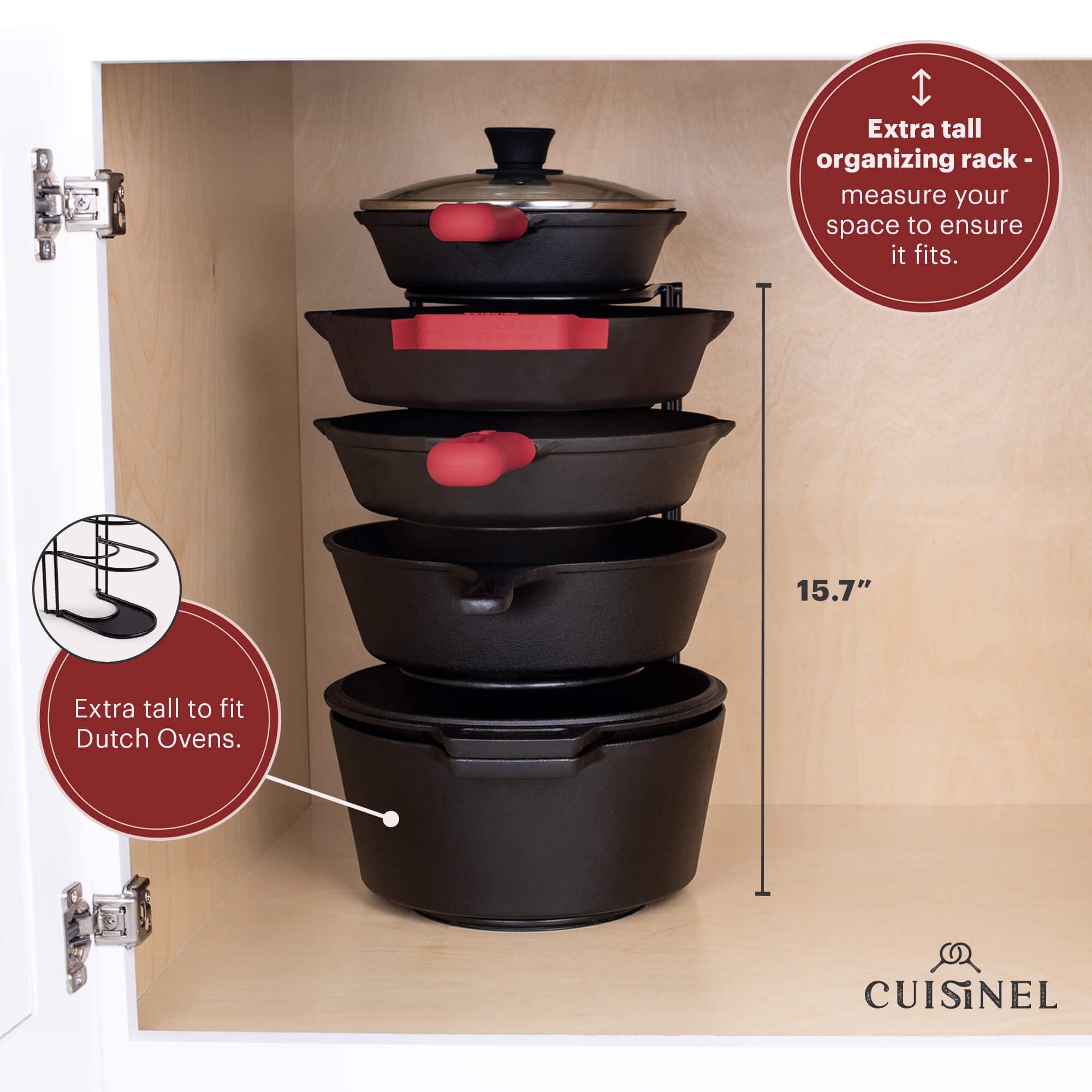 Organizador Cuisinel para uso vertical u horizontal, optimiza el espacio